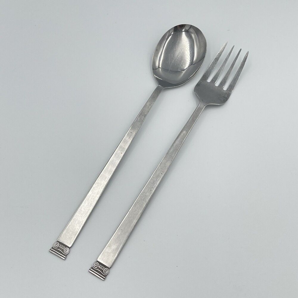 Vintage Stainless Steel MCM IONIC Salad Serving Set 2 PC Serveware Japan UNF311